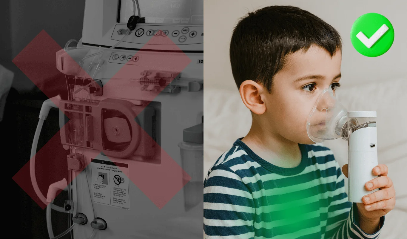 The compact and portable Nebu Ease nebulizer held in hand.